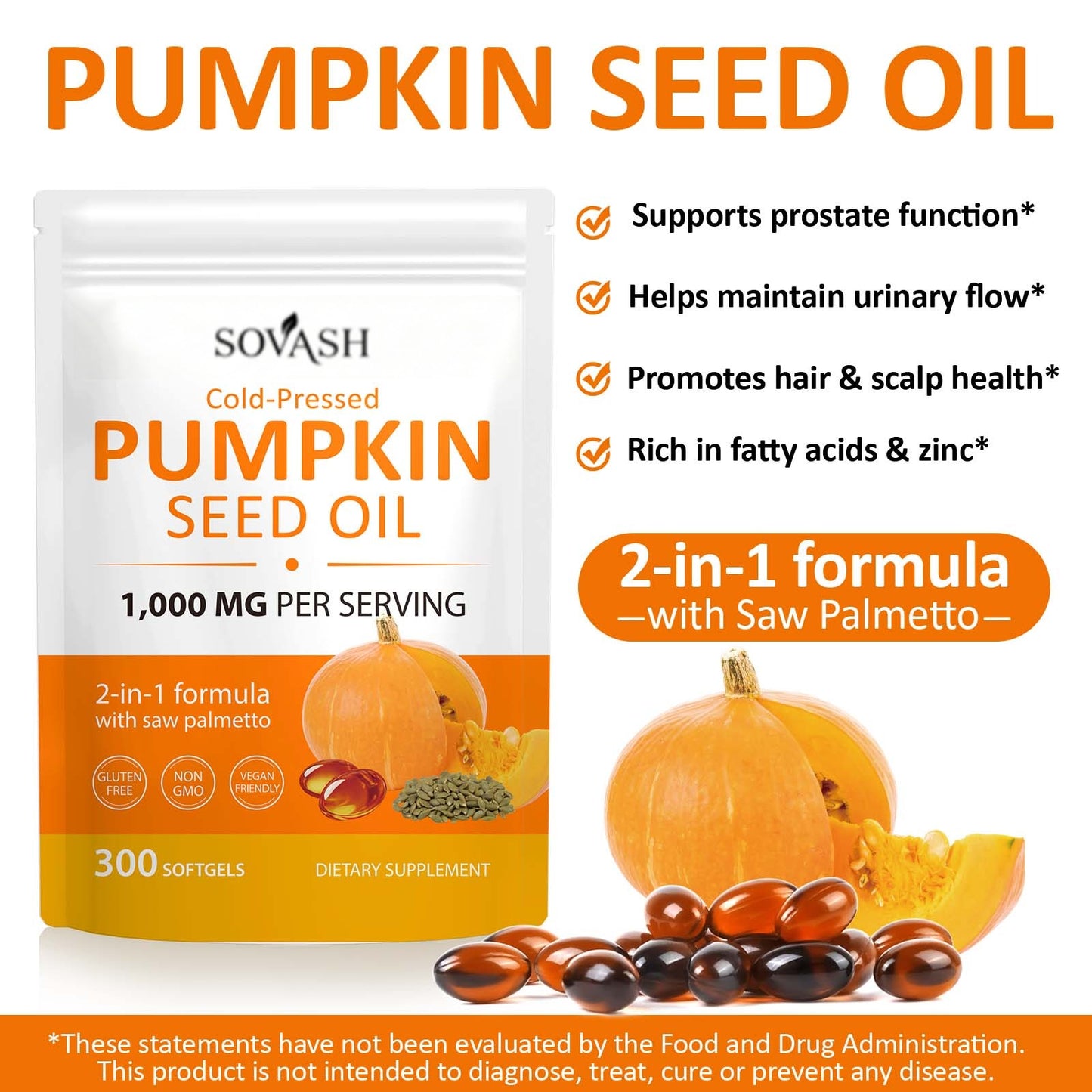 Pumpkin Seed Oil Capsules – Cold-Pressed 1000 mg Supplement