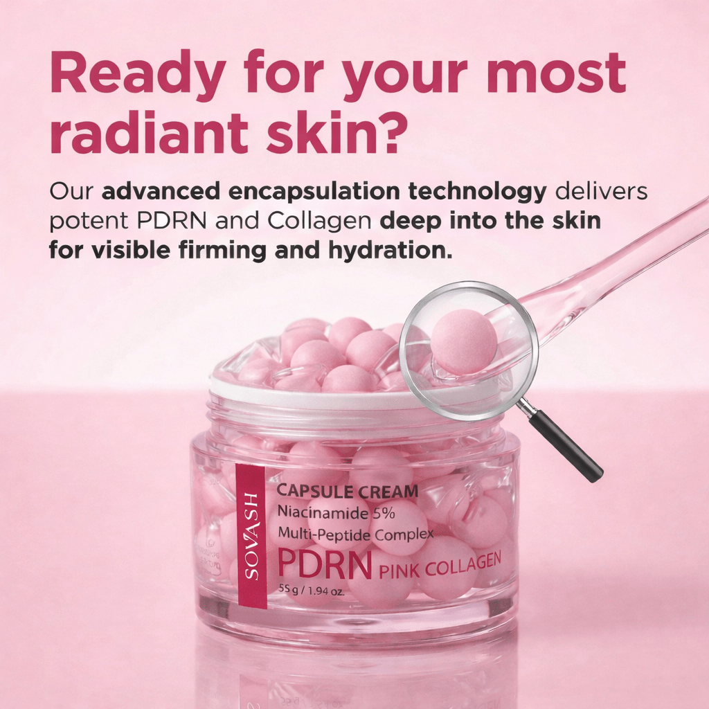 PDRN Pink Collagen Capsule Cream - Deep Hydrating Face Moisturizer with Salmon DNA & Hyaluronic Acid – Skincare by SOVASH