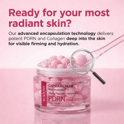 PDRN Pink Collagen Capsule Cream - Deep Hydrating Face Moisturizer with Salmon DNA & Hyaluronic Acid – Skincare by SOVASH