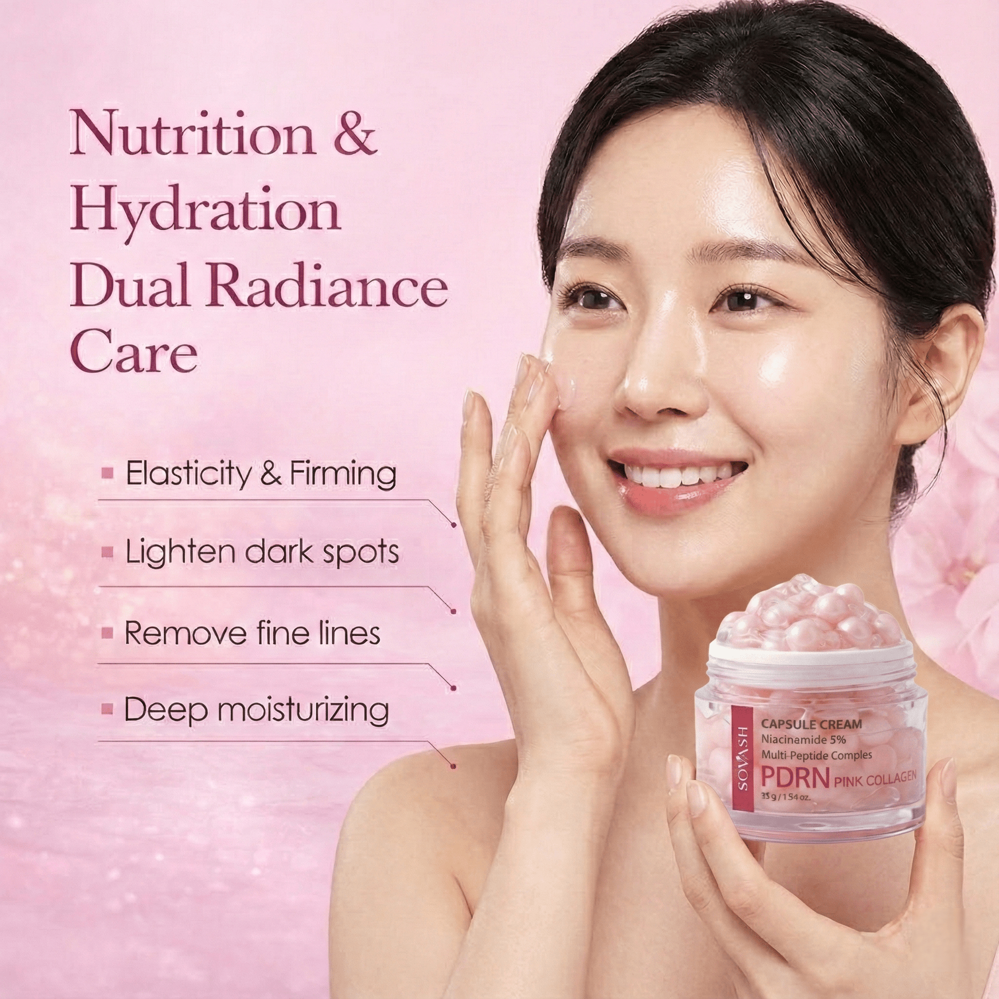 PDRN Pink Collagen Capsule Cream - Deep Hydrating Face Moisturizer with Salmon DNA & Hyaluronic Acid – Skincare by SOVASH