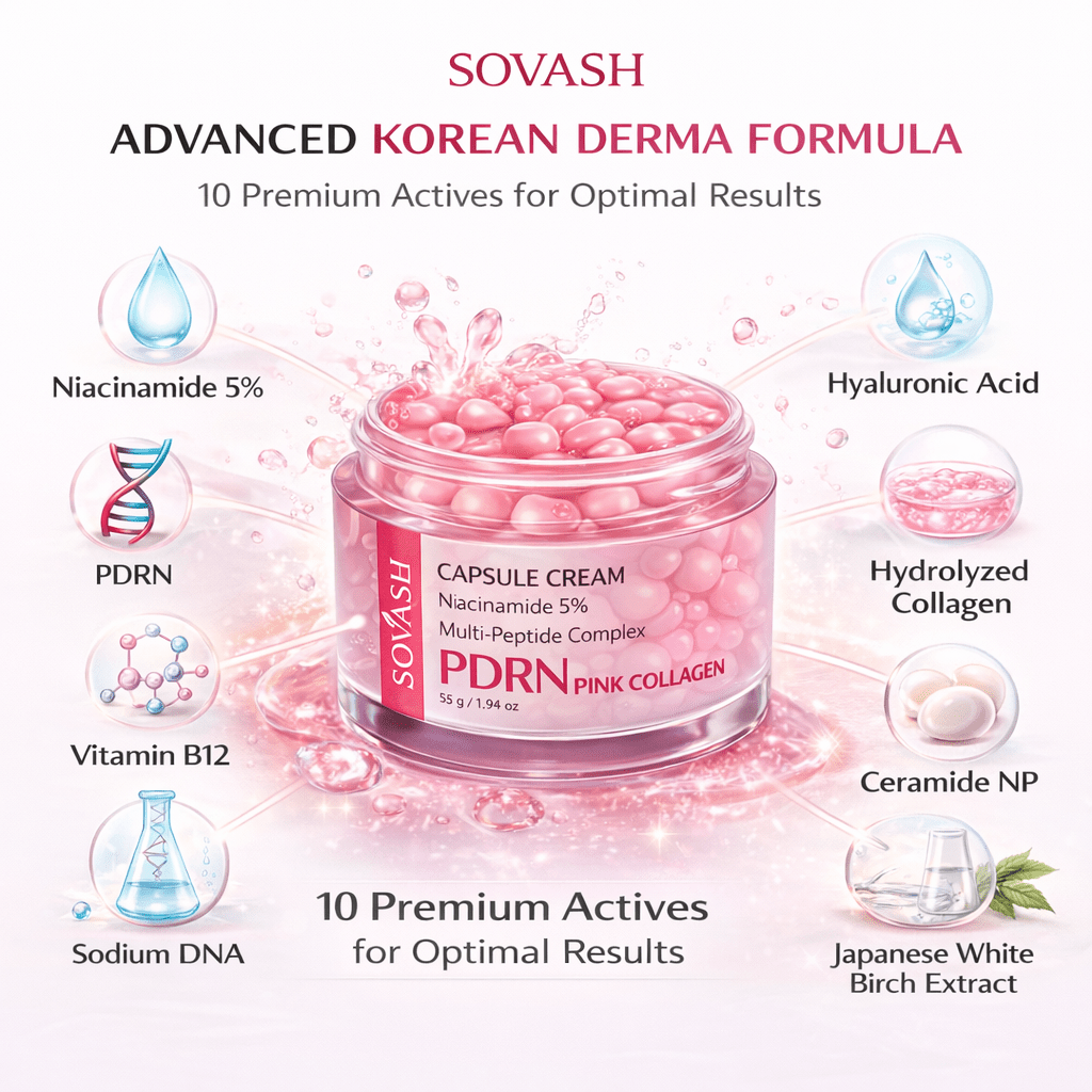 PDRN Pink Collagen Capsule Cream | Salmon DNA & Peptide Anti - Aging Moisturizer – Skincare by SOVASH