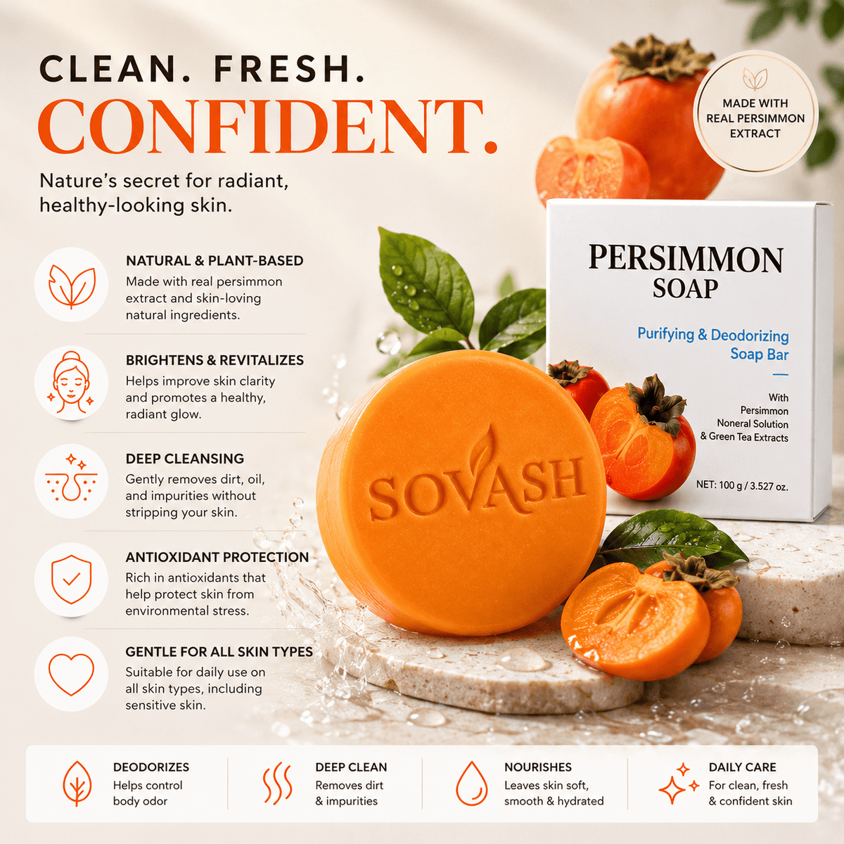 Persimmon Soap Bar by SOVASH™ – Skincare by SOVASH