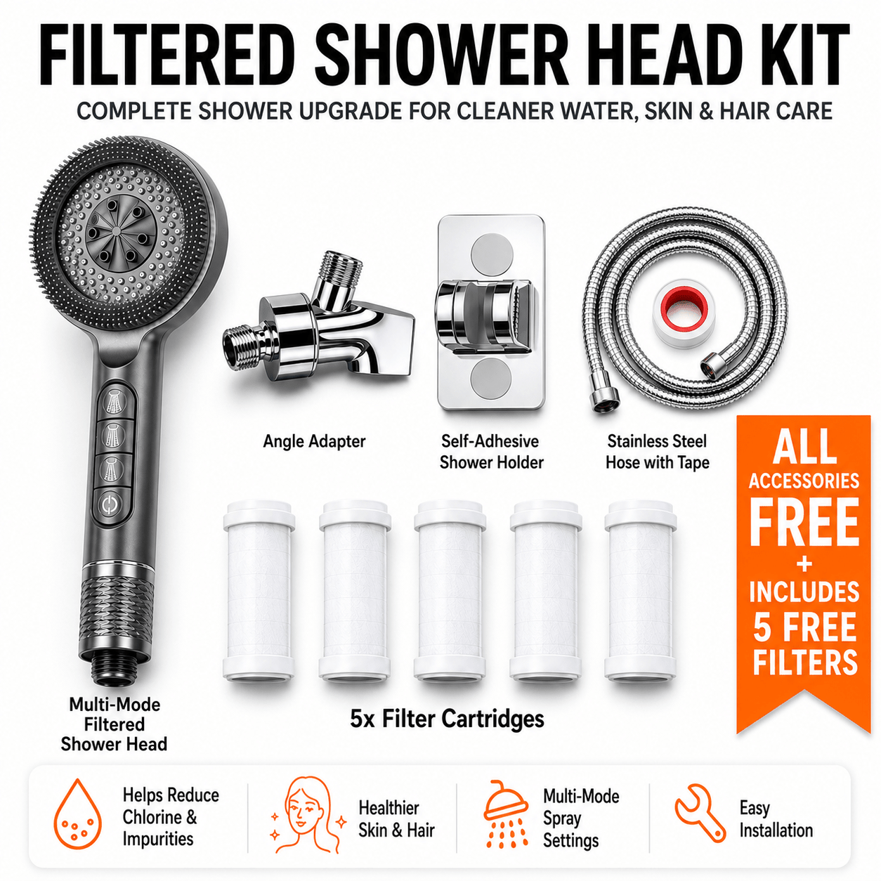 Piano Button Hard Water Shower Head Filter Kit™ – Shower Filters by SOVASH